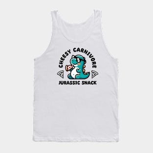 Cheesy Carnivore Jurassic Snack Dark - Funny Dinosaur Tank Top